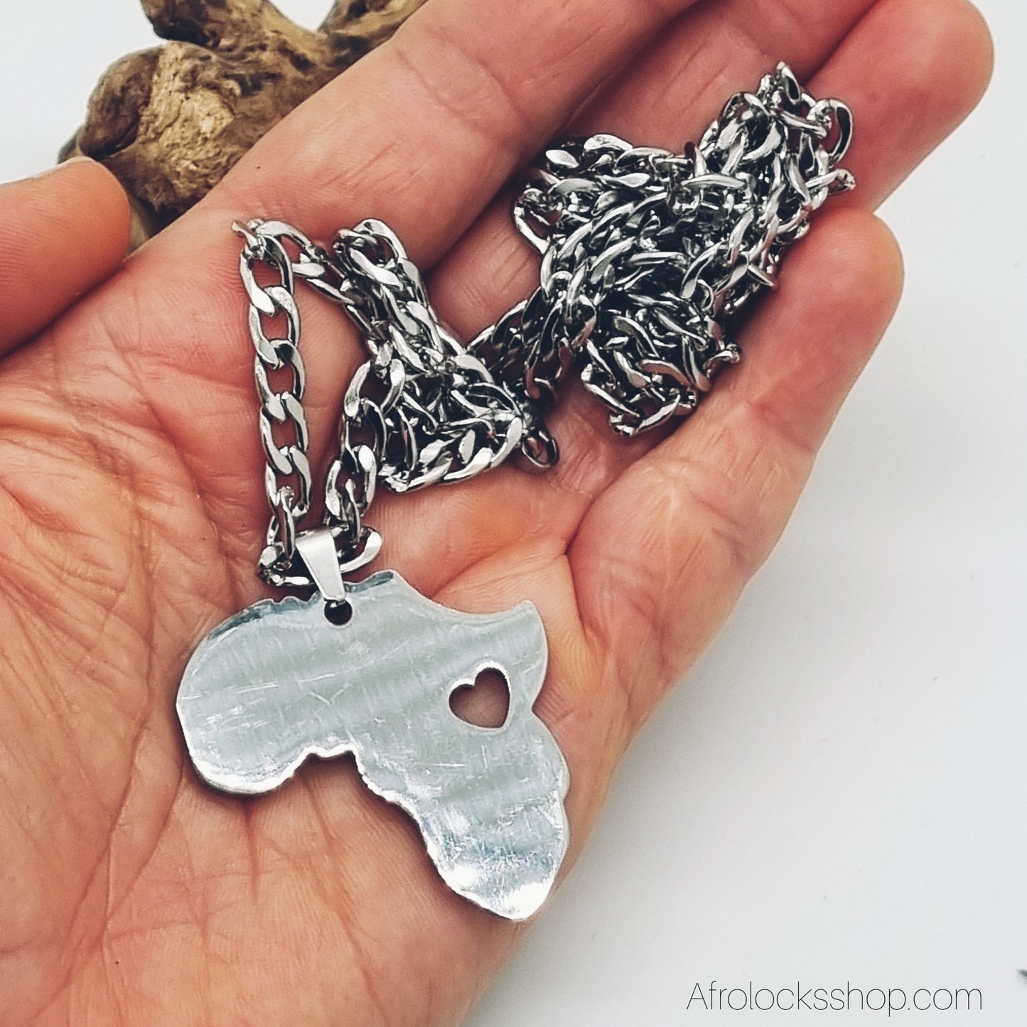 Collier “Africa Love” – Maille Gourmette 60 cm (Acier Inoxydable)