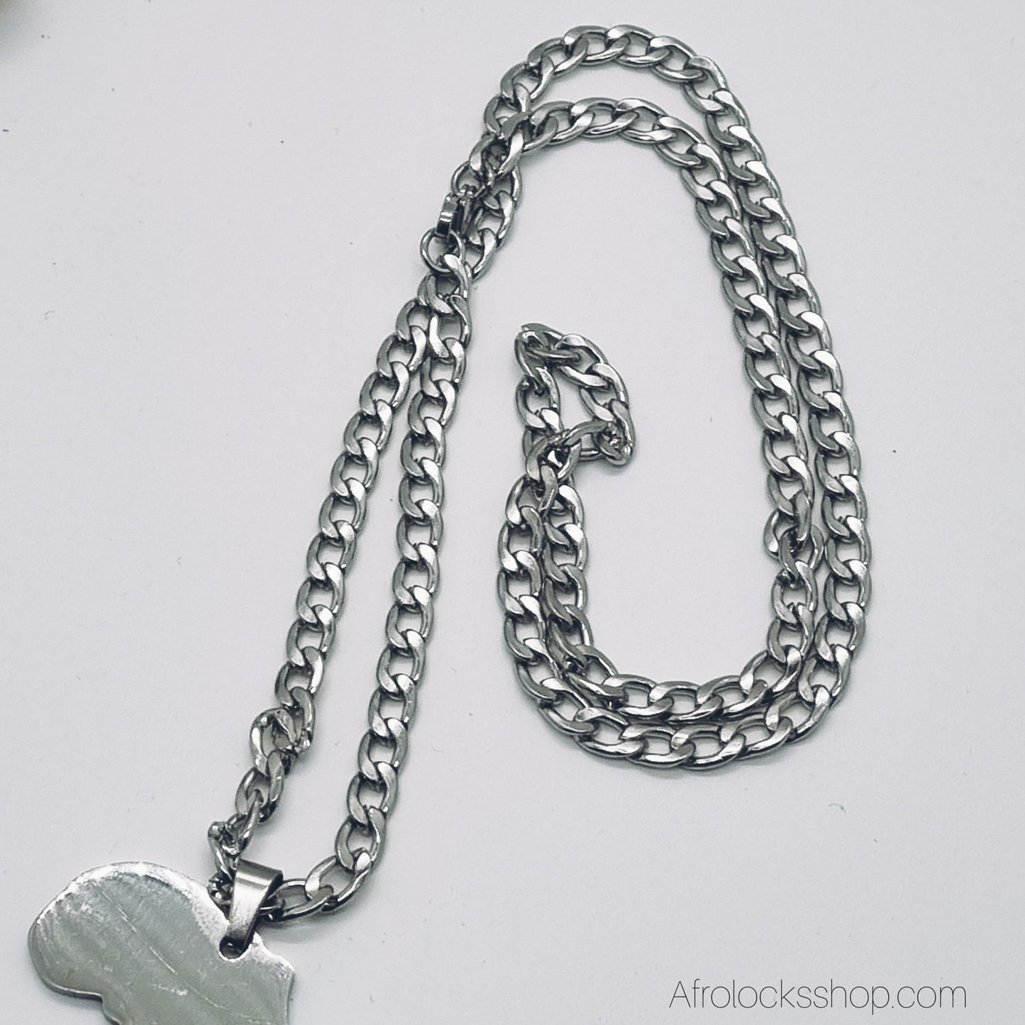 Collier “Africa Love” – Maille Gourmette 60 cm (Acier Inoxydable)