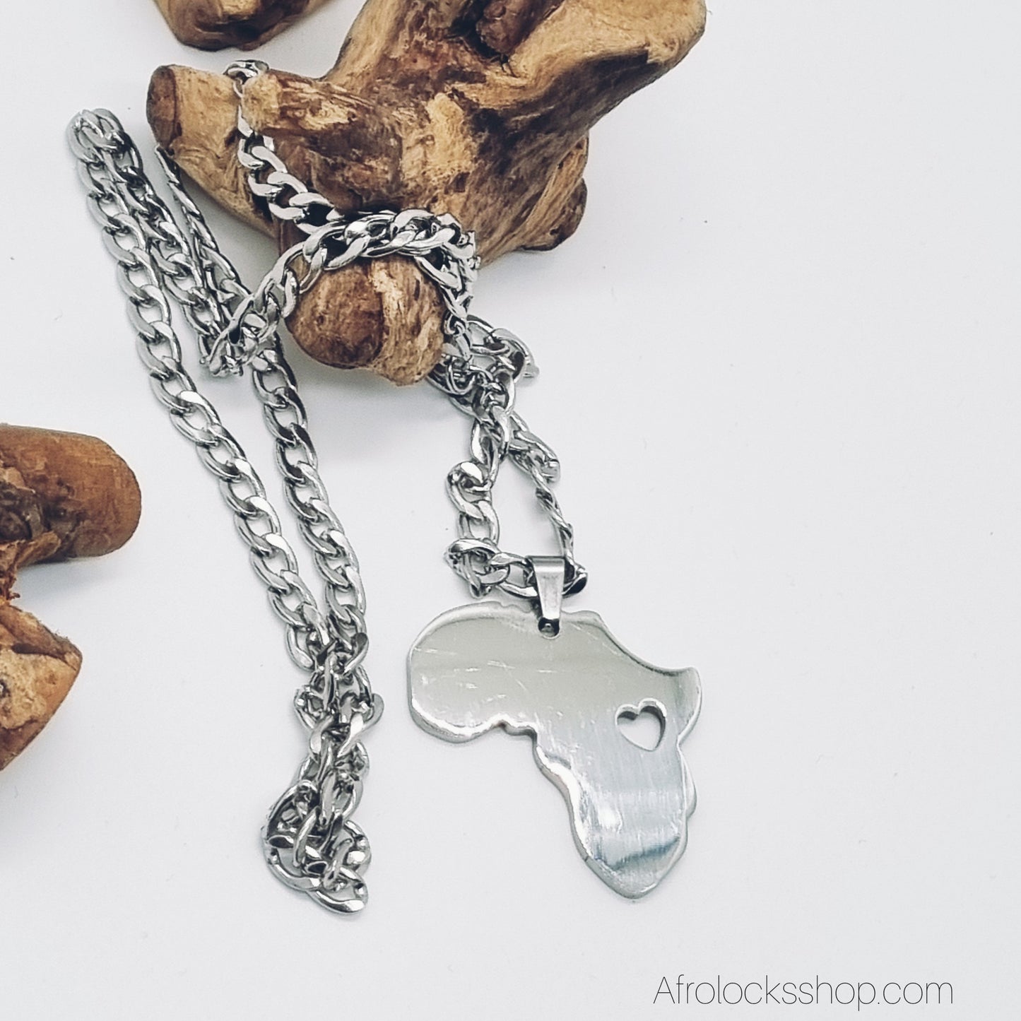 Collier “Africa Love” – Maille Gourmette 60 cm (Acier Inoxydable)