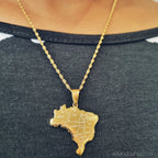 Chaine-pendentif-carte-bresil - Afro Locks Shop