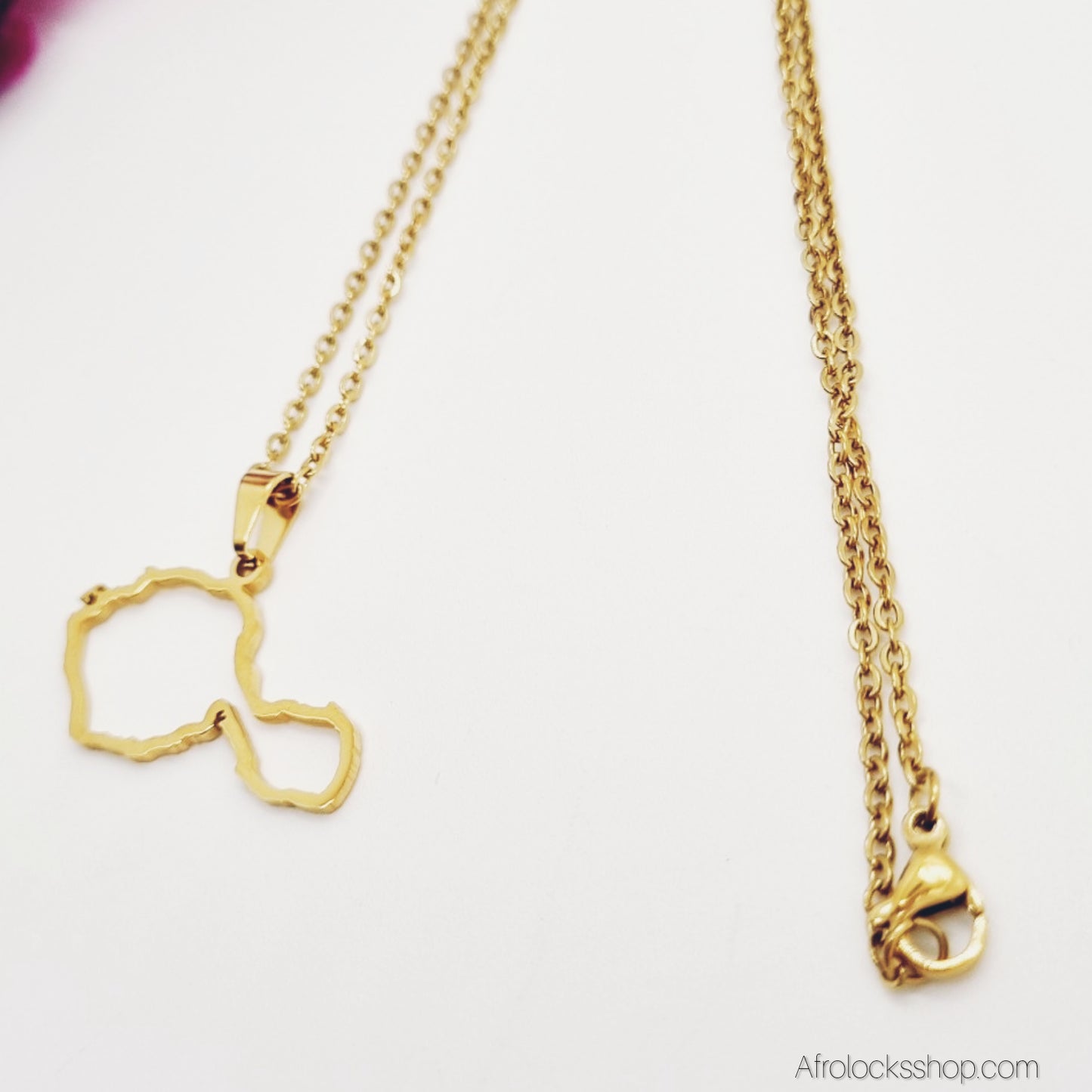 Collier Carte de Tahiti – Acier inoxydable 316L (Doré ou Argenté) – Chaîne 50 cm