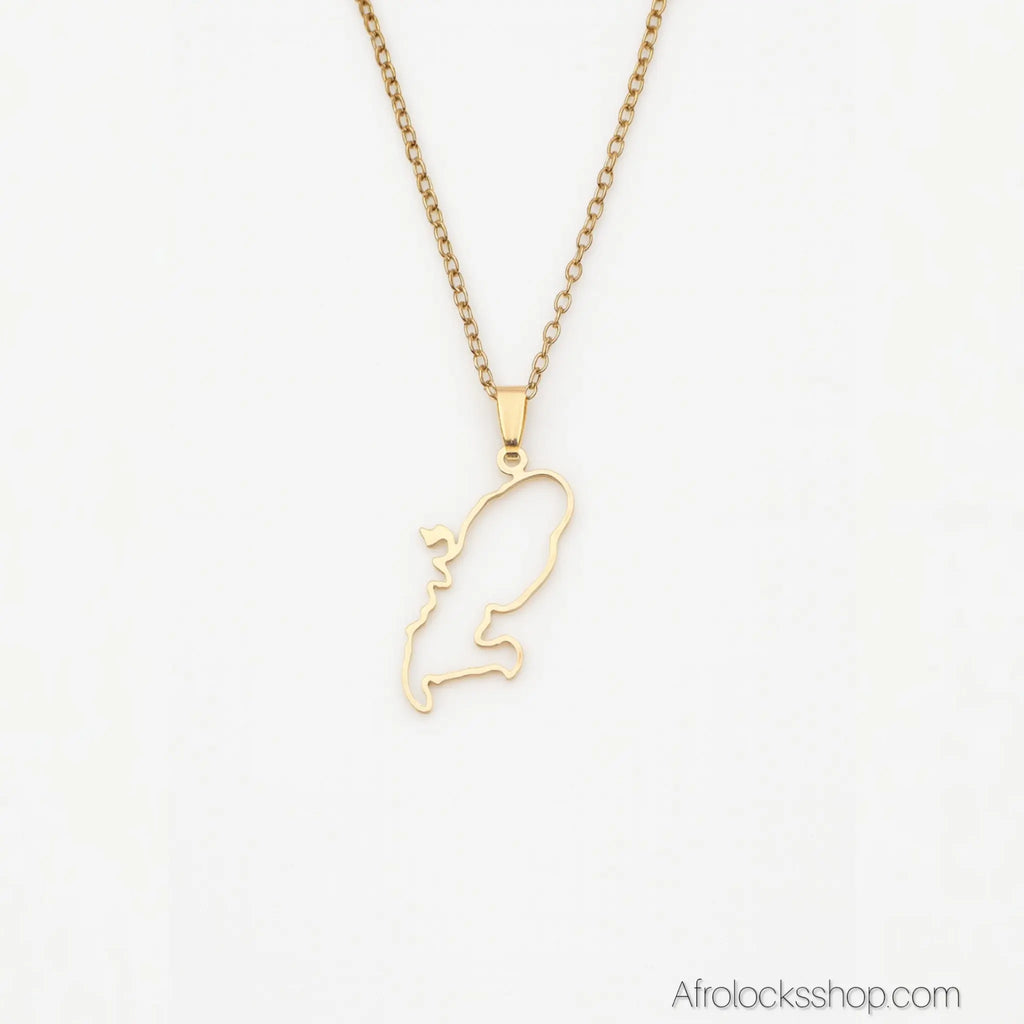 Chaine_pendentif_Martinique_acier_inox_couleur_or - Afro Locks Shop