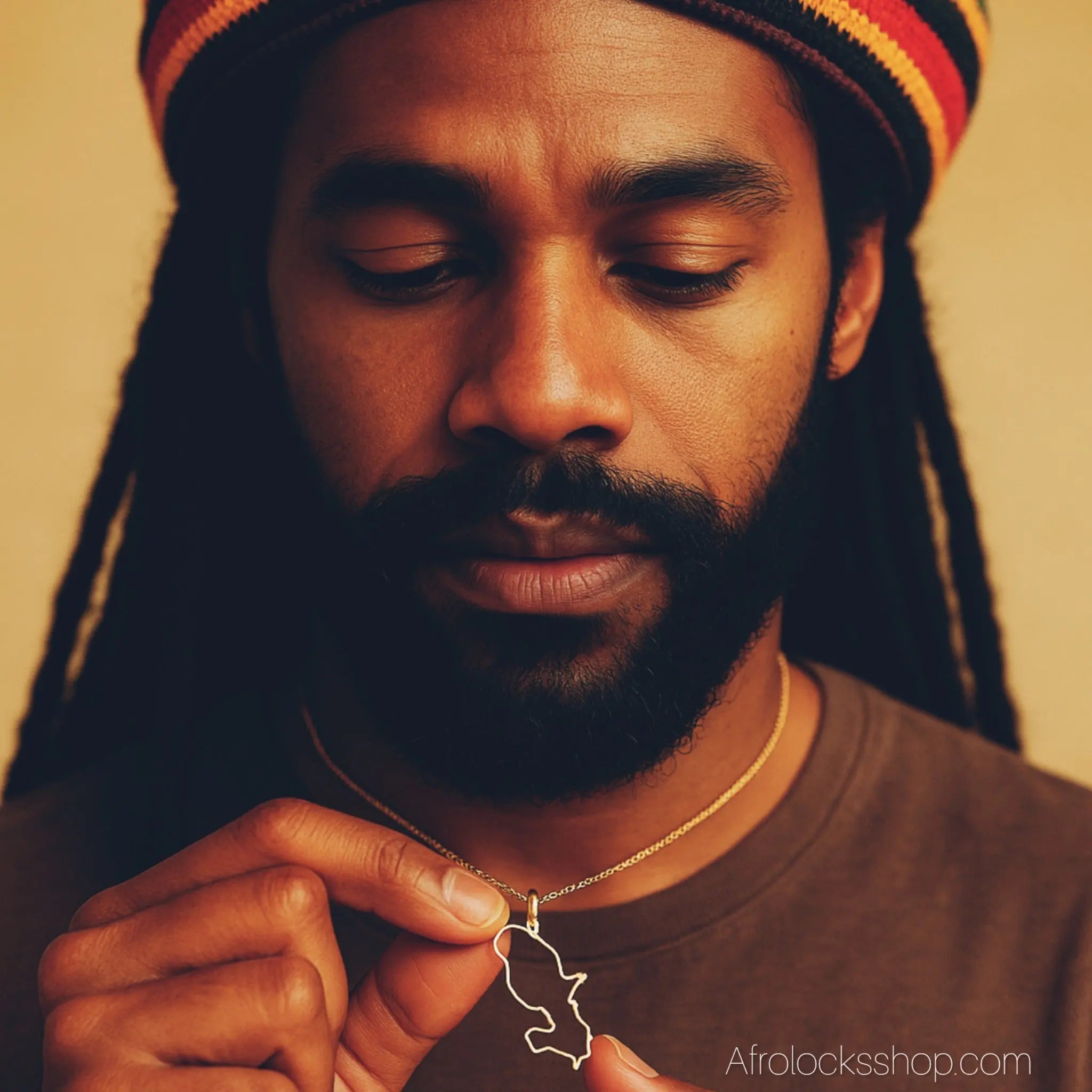 Chaine_pendentif_Martinique_acier_inox_dore_1 - Afro Locks Shop