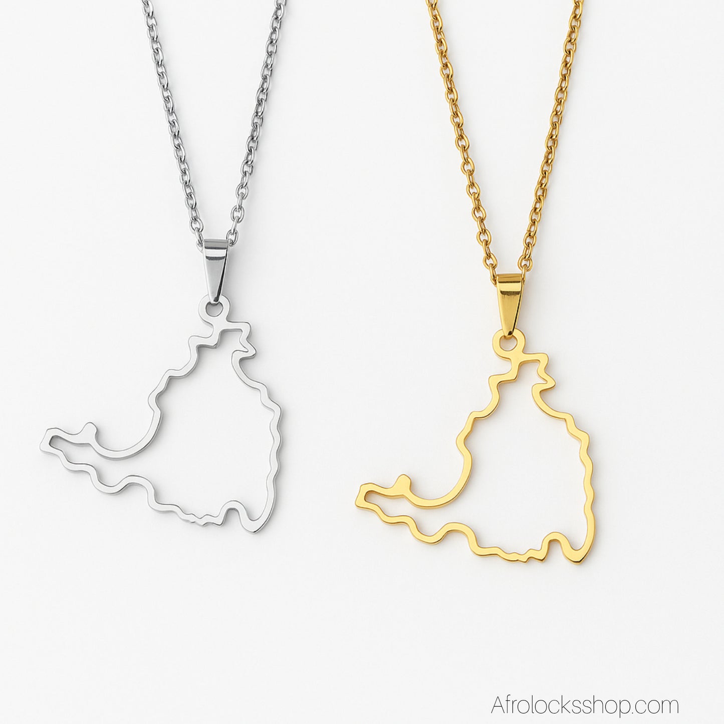 Collier pendentif carte de Saint-Martin – Bijou minimaliste doré ou argenté