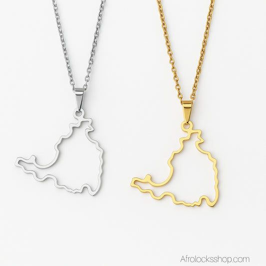 Collier pendentif carte de Saint-Martin – Bijou minimaliste doré ou argenté