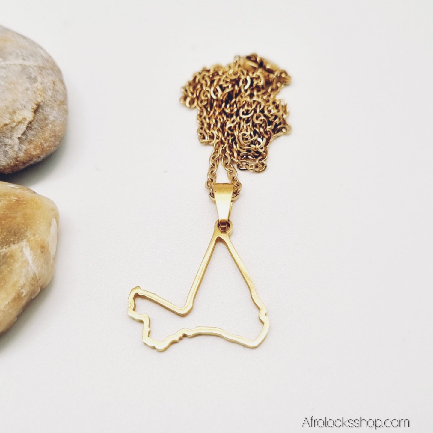 Collier Carte du Mali – Acier inox 316L (Doré ou Argenté) – Chaîne 50 cm