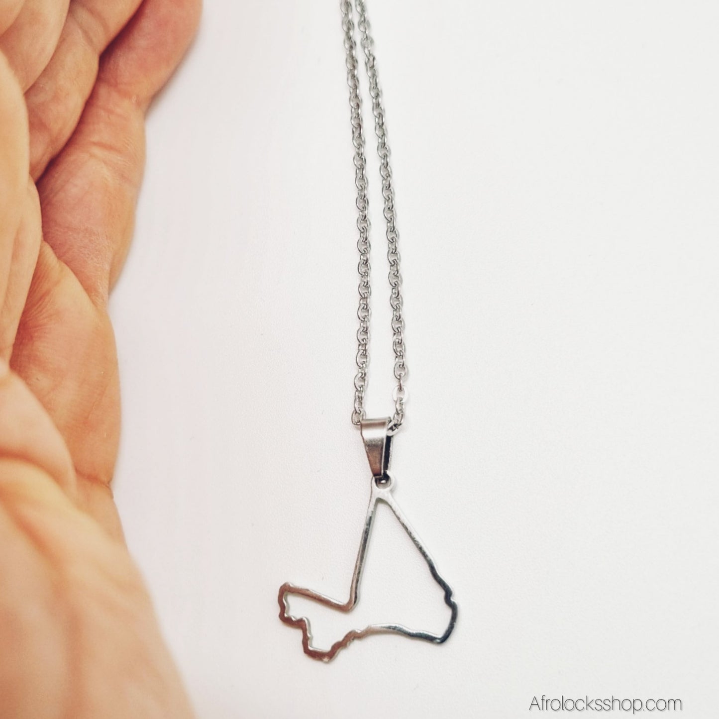 Collier Carte du Mali – Acier inox 316L (Doré ou Argenté) – Chaîne 50 cm