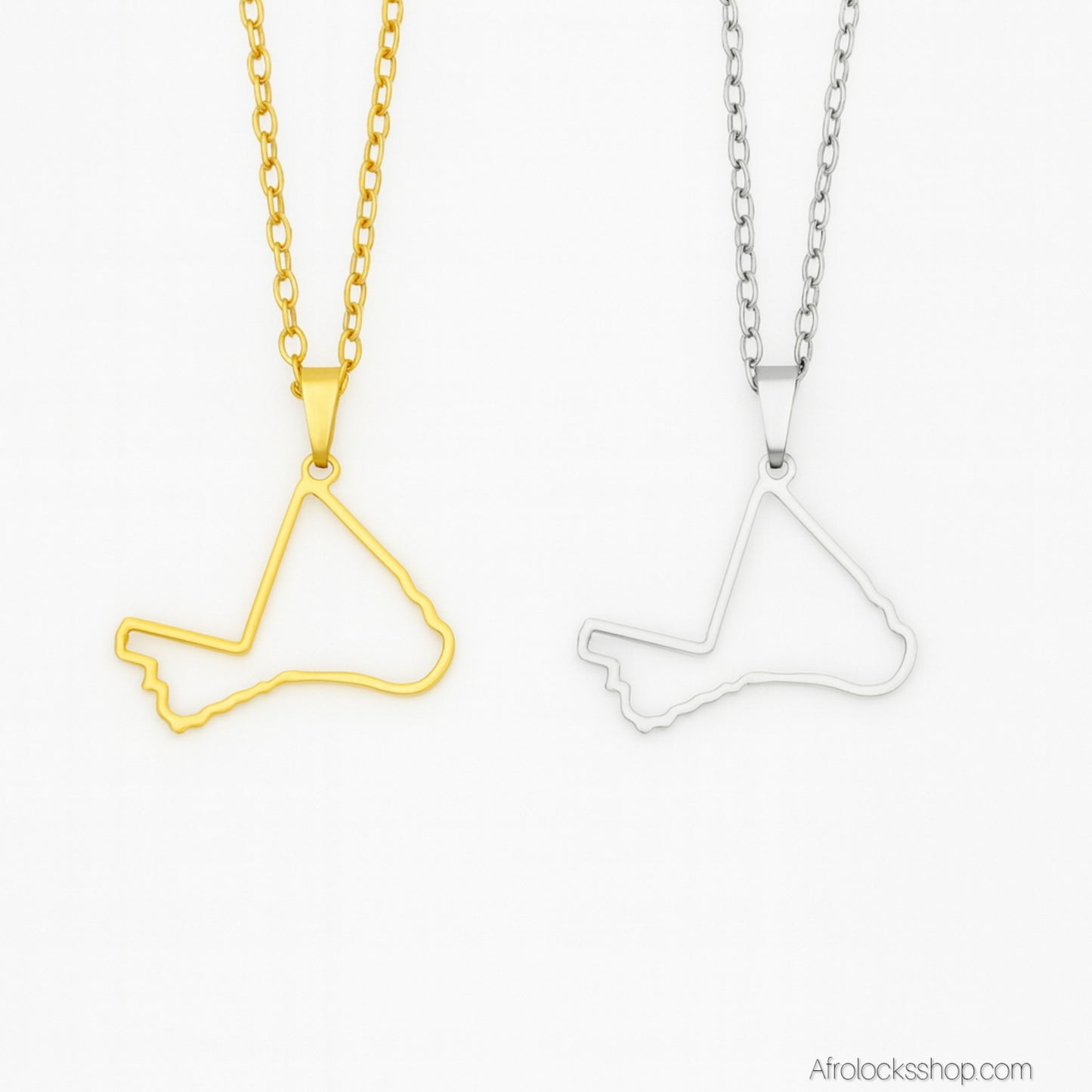 Collier Carte du Mali – Acier inox 316L (Doré ou Argenté) – Chaîne 50 cm