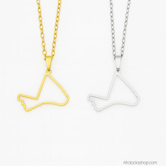 Collier Carte du Mali – Acier inox 316L (Doré ou Argenté) – Chaîne 50 cm