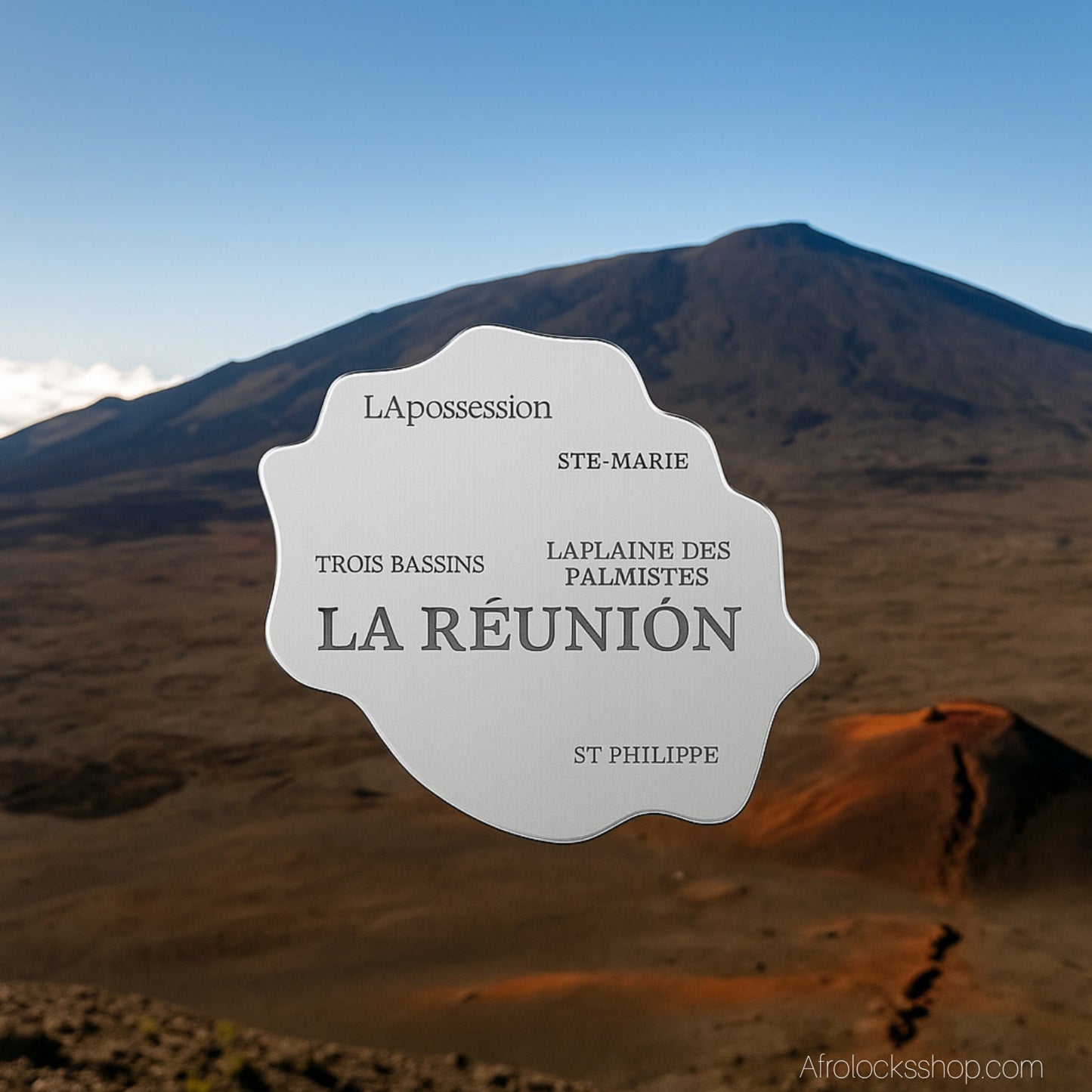 🌴 Collier carte « Île de La Réunion » – acier inox 316L – chaîne 50 cm – doré ou argenté