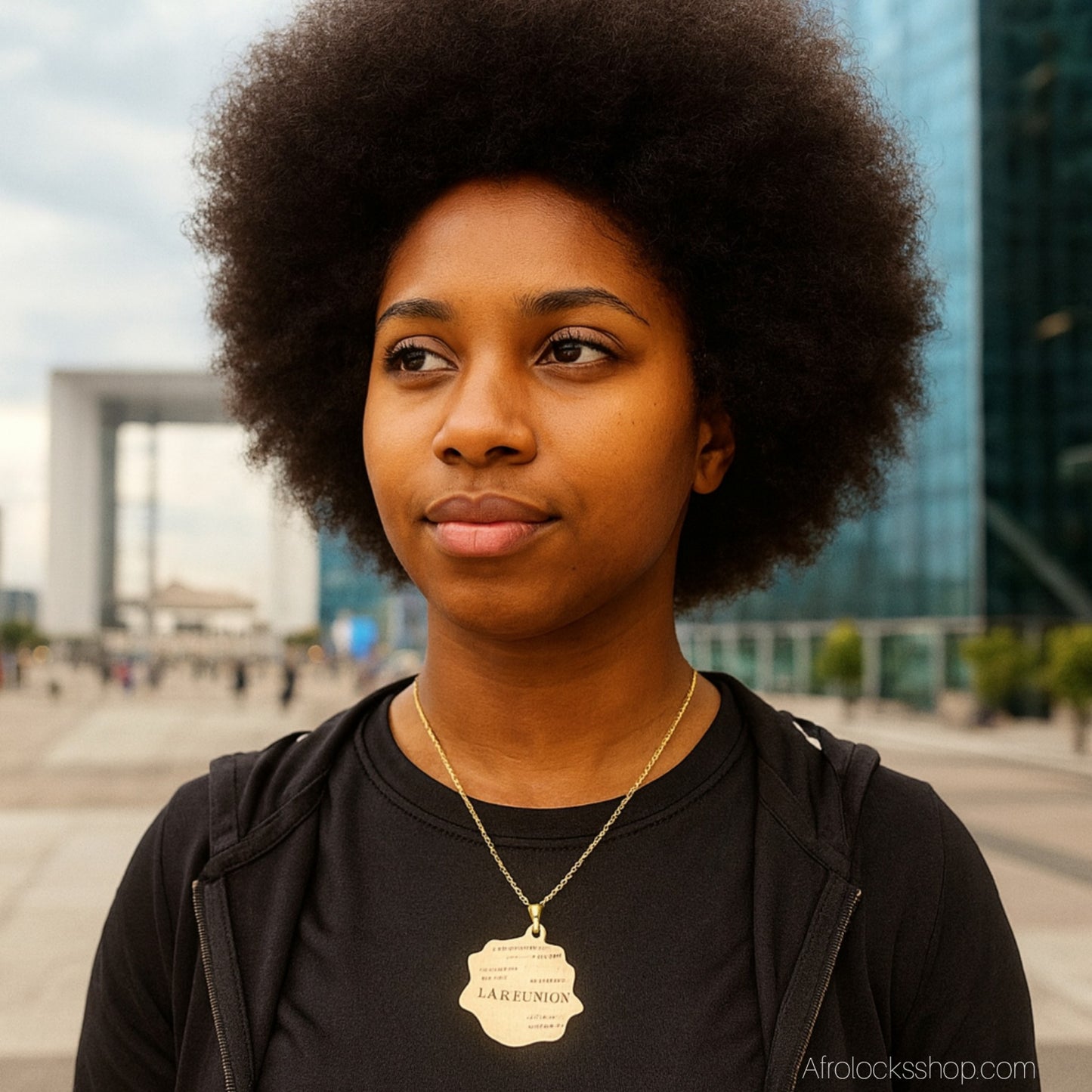 🌴 Collier carte « Île de La Réunion » – acier inox 316L – chaîne 50 cm – doré ou argenté