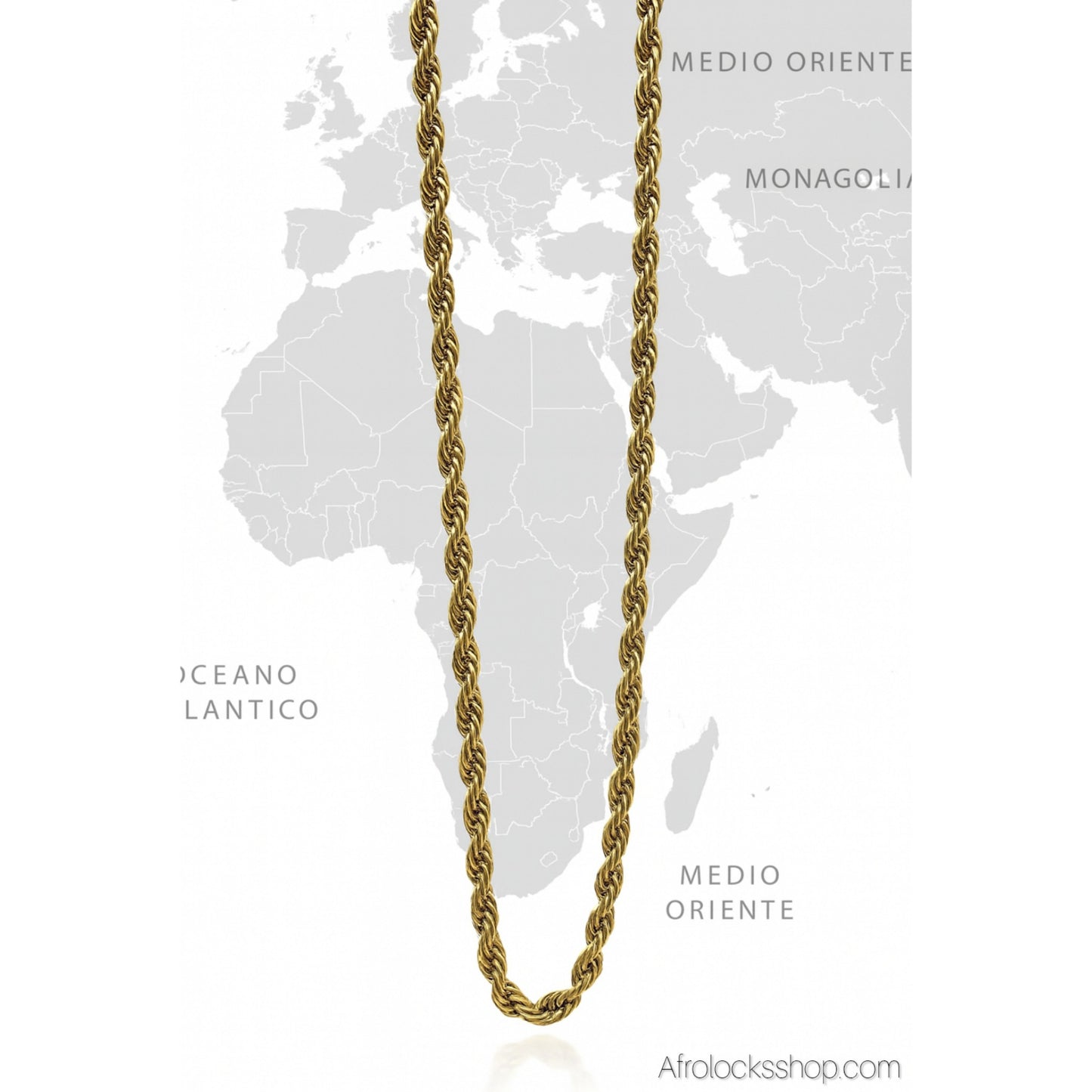 Chaîne torsadée 5 mm – 60 cm en acier inoxydable doré (maille corde)