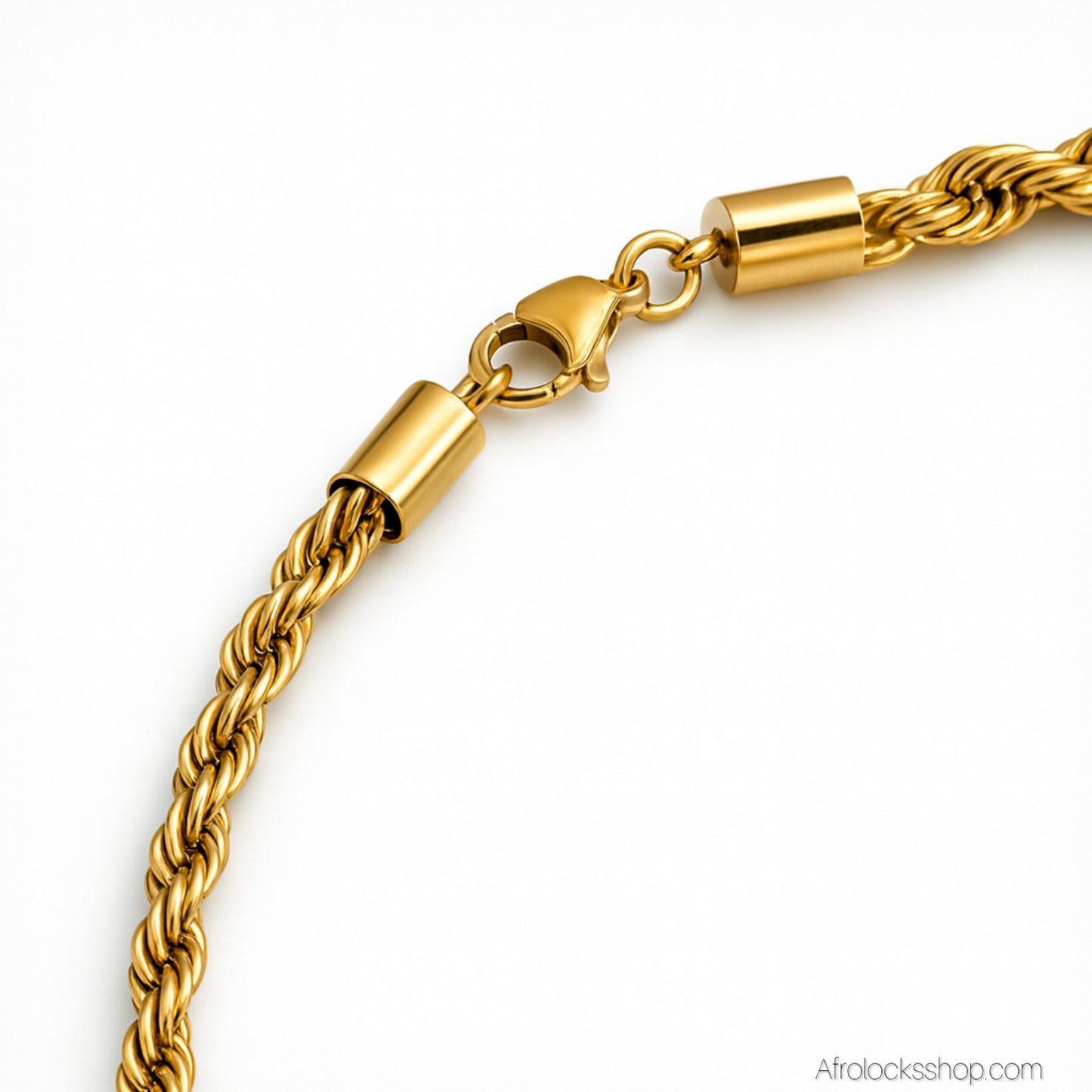 Chaîne torsadée 5 mm – 60 cm en acier inoxydable doré (maille corde)