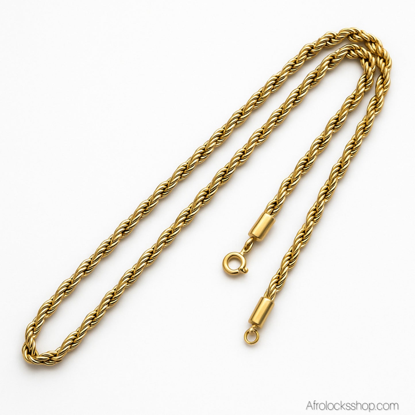 Chaîne torsadée 5 mm – 60 cm en acier inoxydable doré (maille corde)