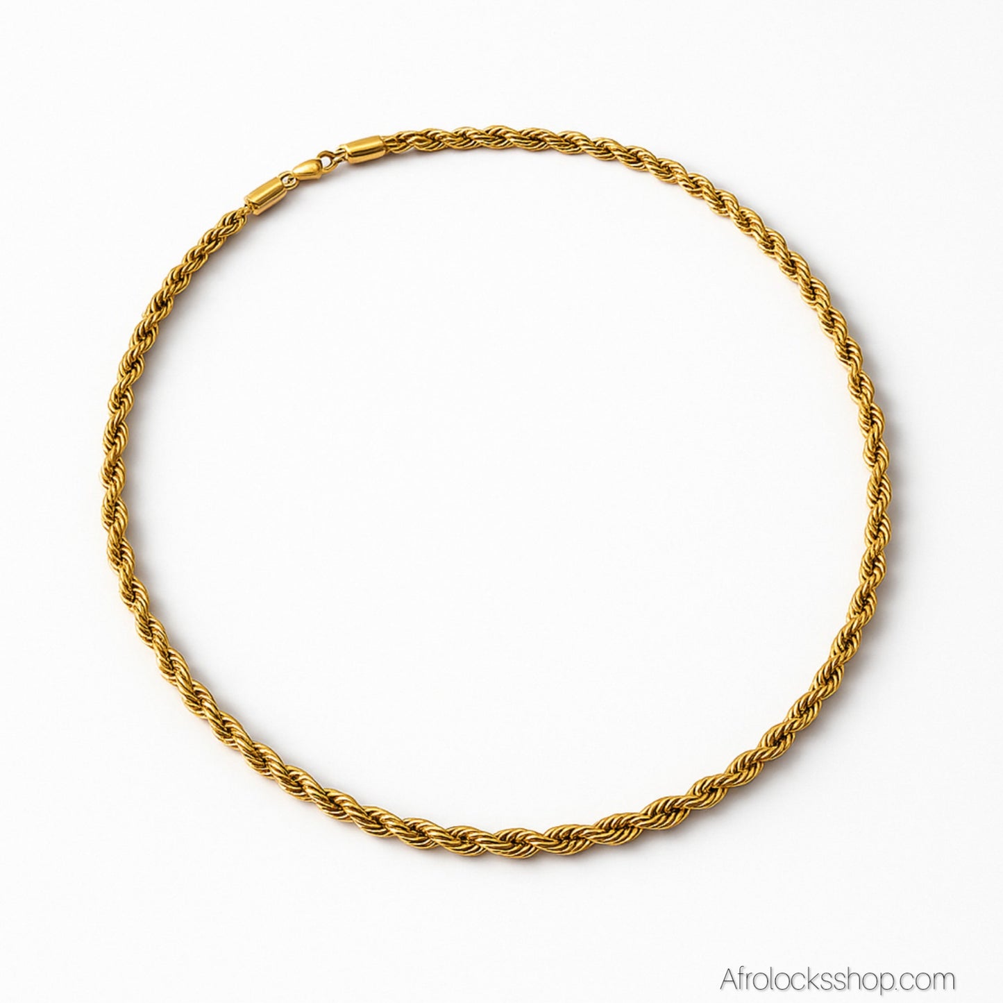 Chaîne torsadée 5 mm – 60 cm en acier inoxydable doré (maille corde)