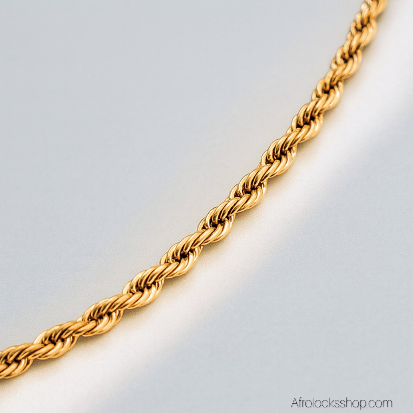 Chaîne torsadée 5 mm – 60 cm en acier inoxydable doré (maille corde)