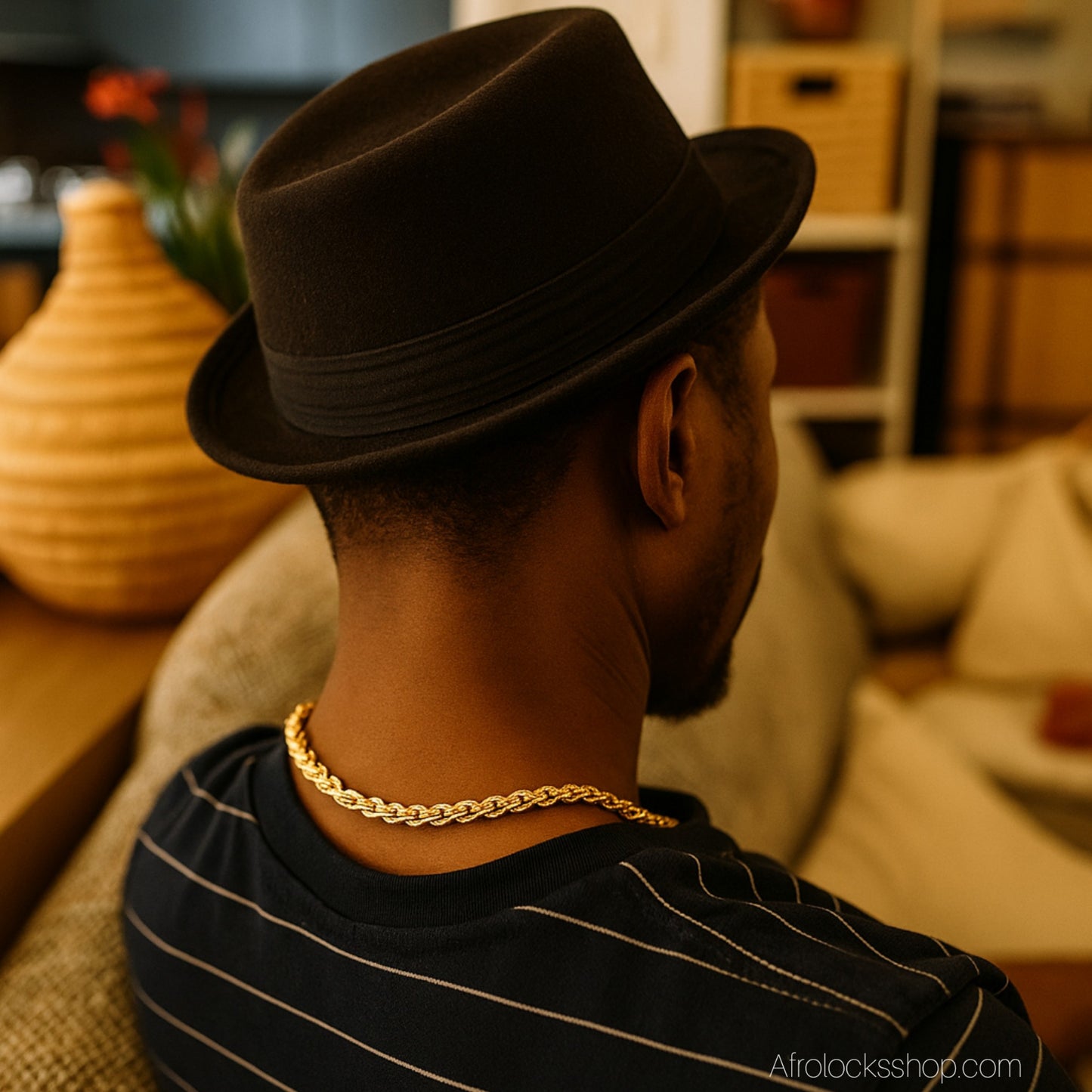 Chaîne torsadée 5 mm – 60 cm en acier inoxydable doré (maille corde)