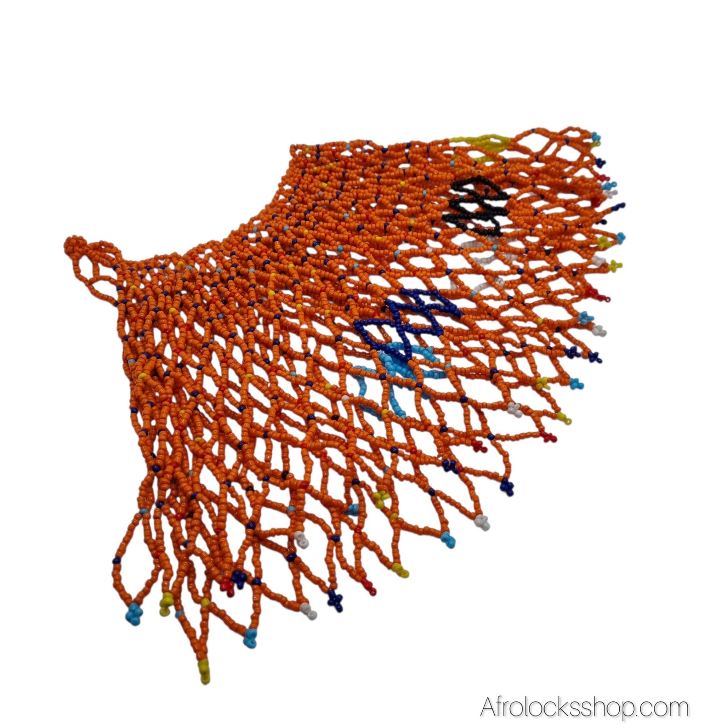 Collerette Maasaï en perles – Plastron ethnique orange fait main