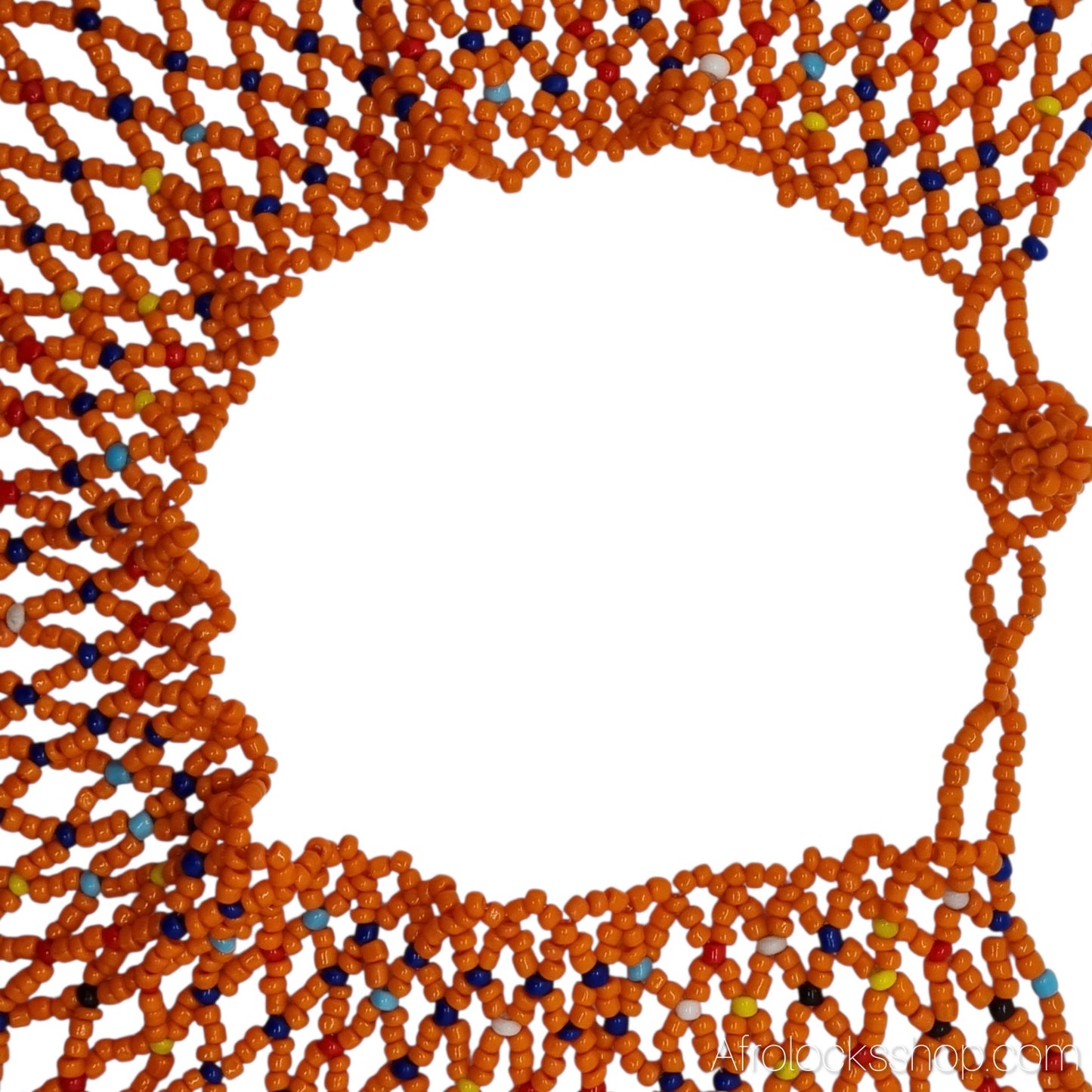Collerette Maasaï en perles – Plastron ethnique orange fait main