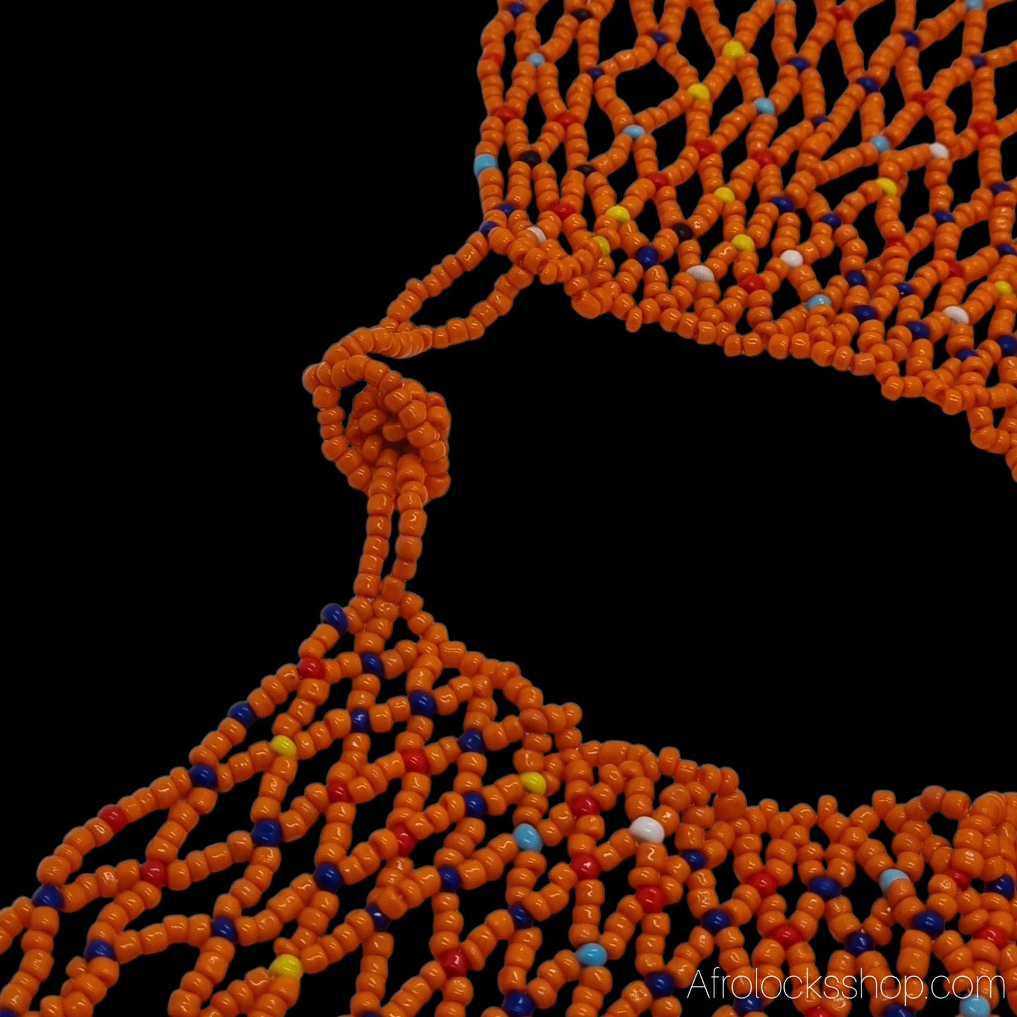 Collerette Maasaï en perles – Plastron ethnique orange fait main