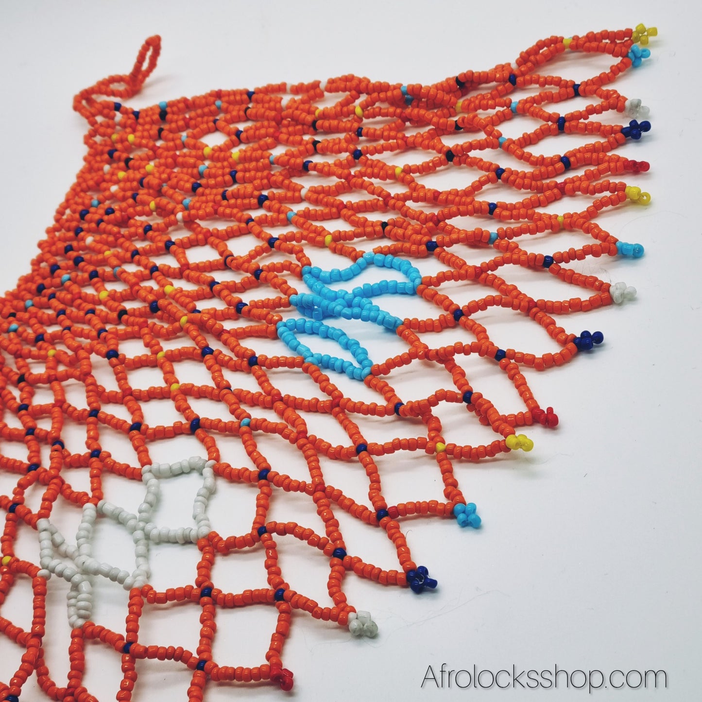 Collerette Maasaï en perles – Plastron ethnique orange fait main