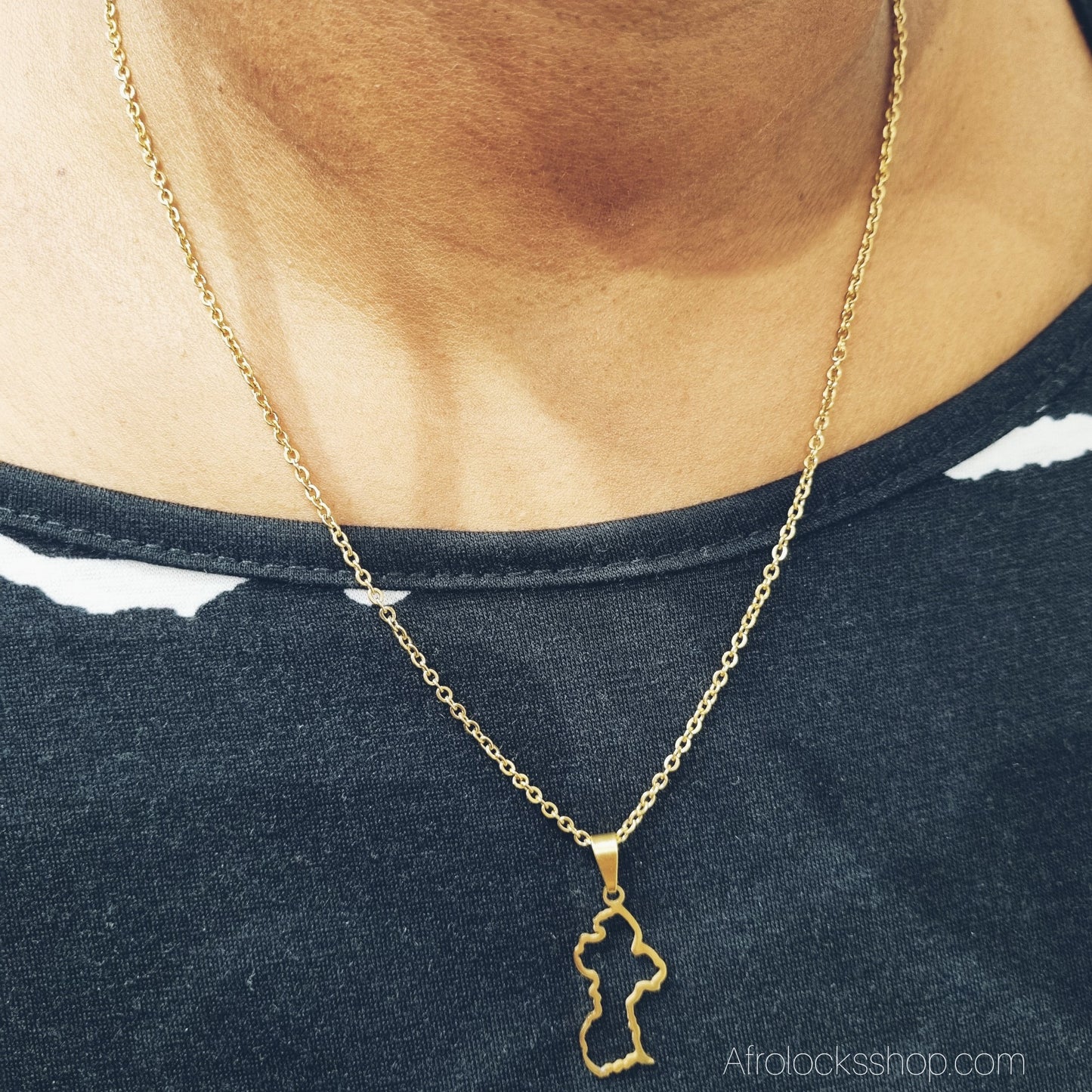 Collier carte du Guyana – acier inoxydable (chaîne 50 cm)