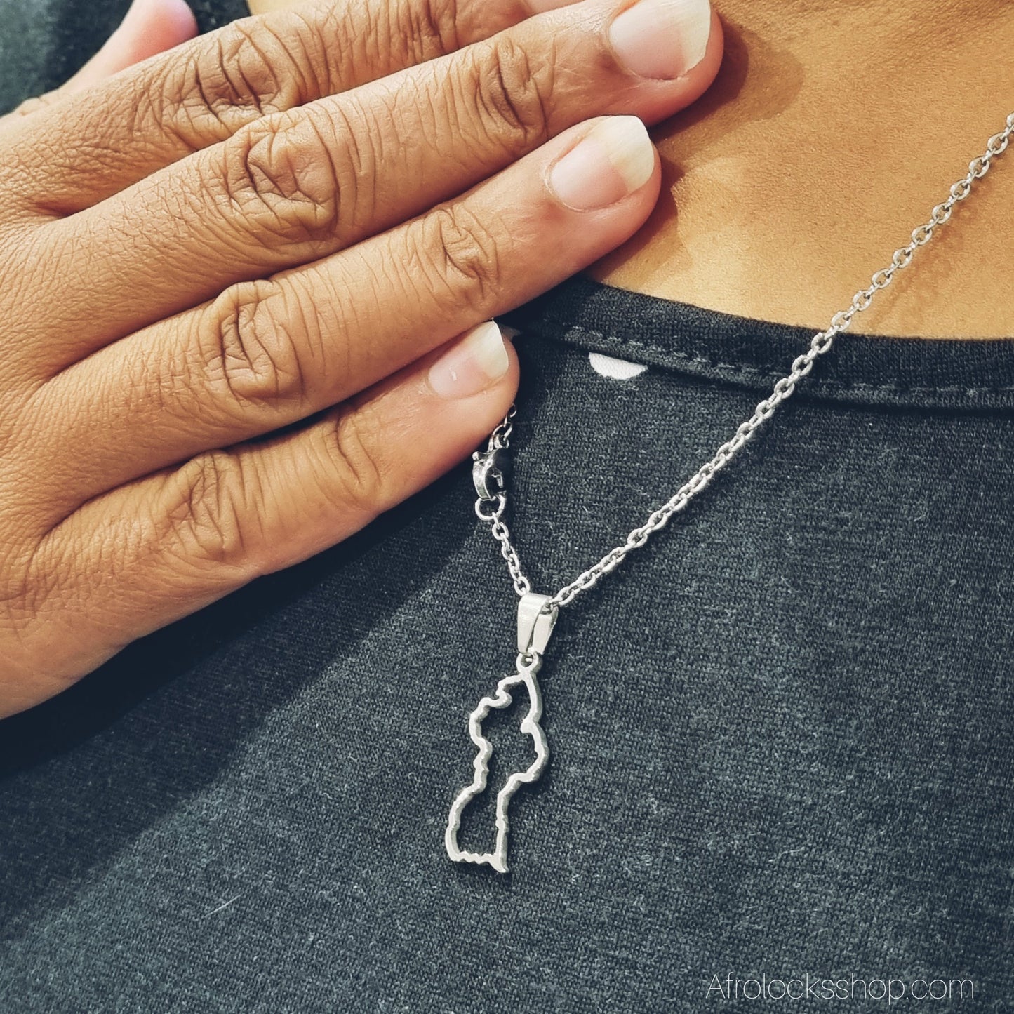 Collier carte du Guyana – acier inoxydable (chaîne 50 cm)