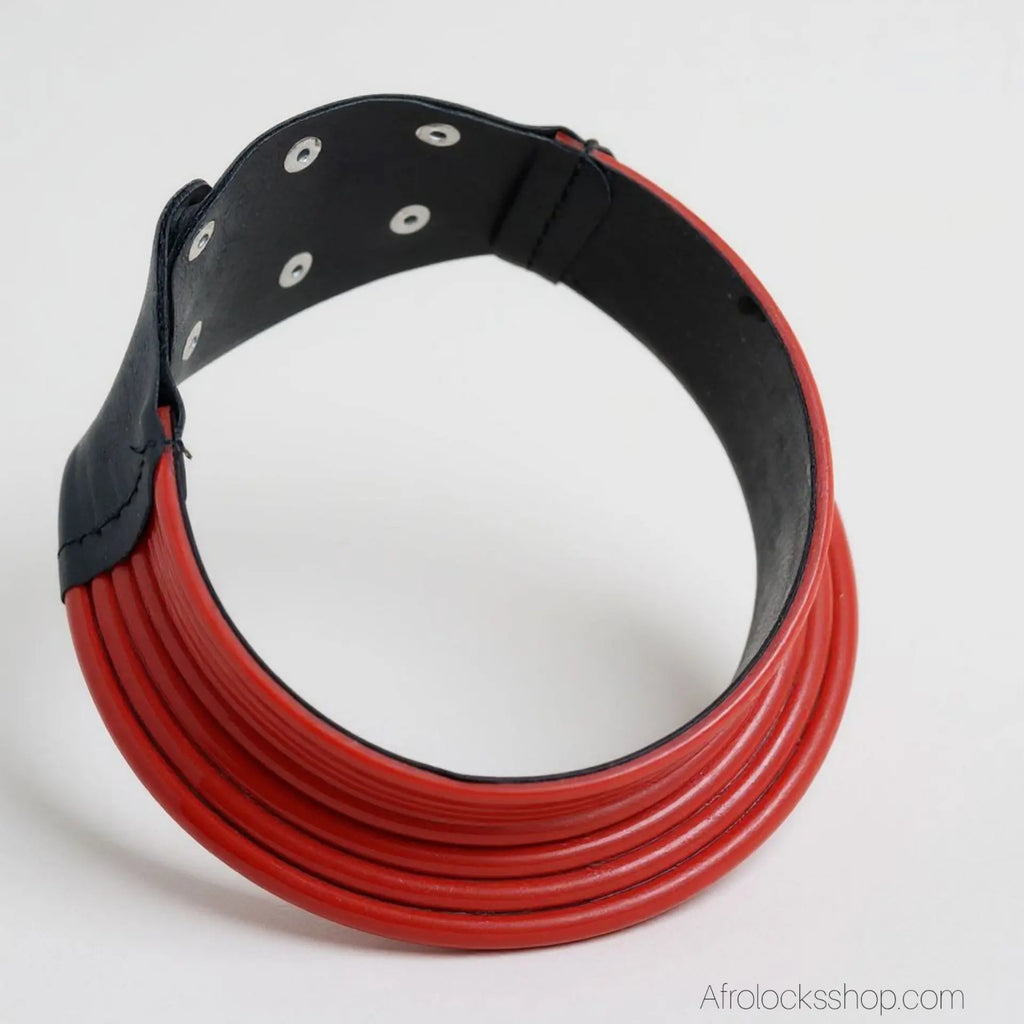 Collier-torque-africain-rouge-extra-large-04 - Afro Locks Shop