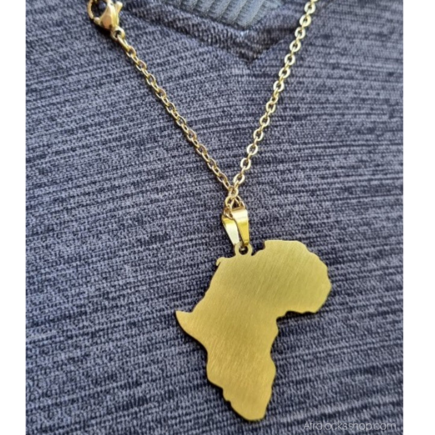 Collier Carte d’Afrique – Couleurs RDC 🇨🇩 – Acier inoxydable 316L, chaîne 50 cm