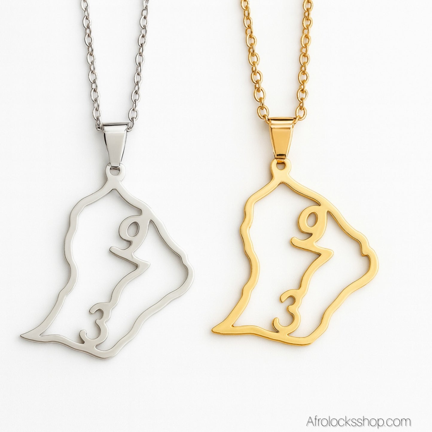 Collier pendentif Guyane Française 973 - design unique en acier inoxydable doré ou argenté