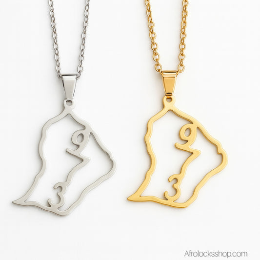 Collier pendentif Guyane Française 973 - design unique en acier inoxydable doré ou argenté