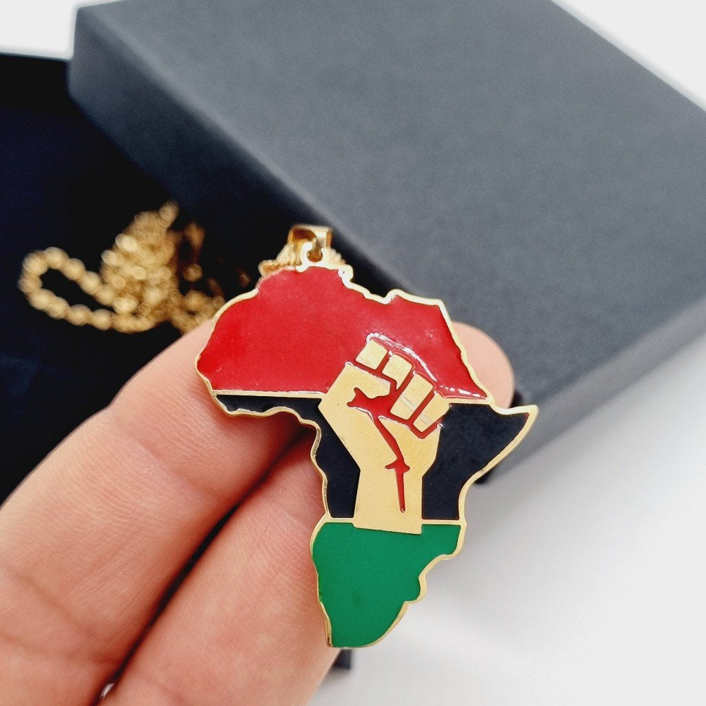 Pendentif rouge vert noir Afrique