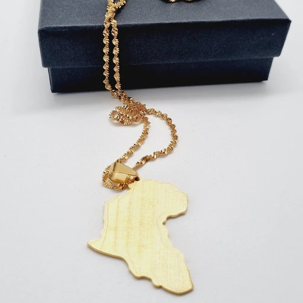 Collier_Carte_d_Afrique_Pan-Africain_Cha_ne_50_cm_dor_e_pendentif_acier_inoxydable_4 - Afro Locks Shop