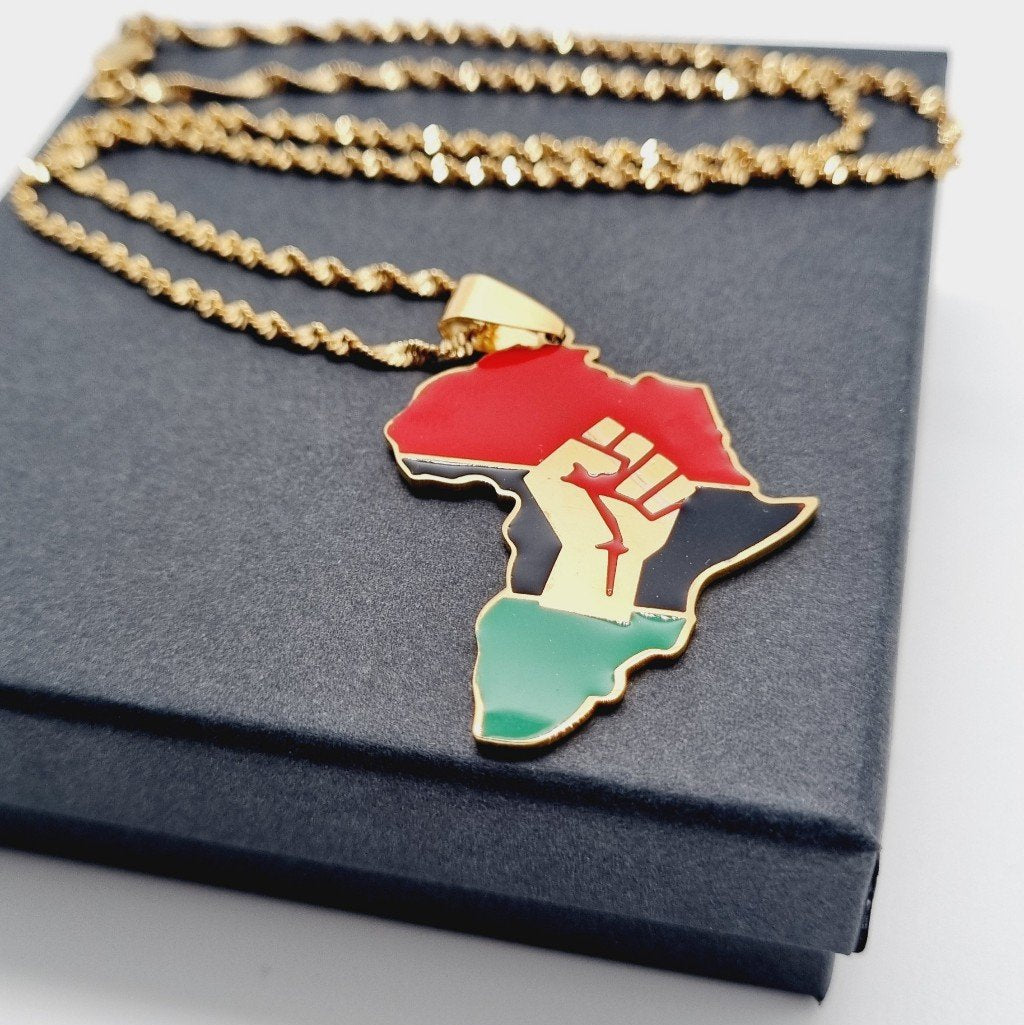 Pendentif rouge vert noir Afrique