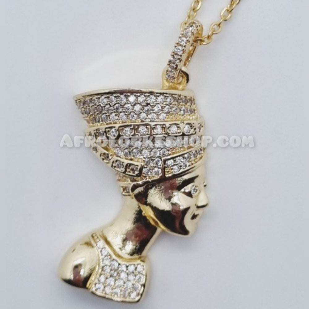 Ensemble chaîne 50 CM et pendentif reine d'Egypte Nefertiti