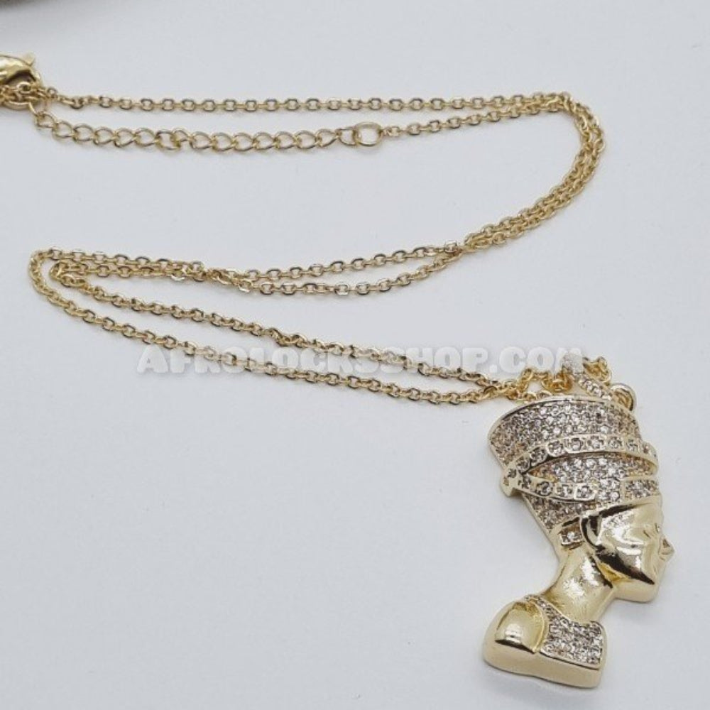 Ensemble chaîne 50 CM et pendentif reine d'Egypte Nefertiti