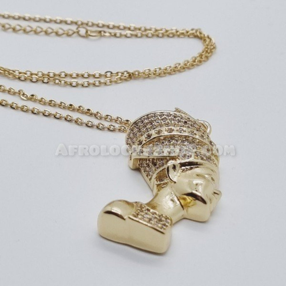 Ensemble chaîne 50 CM et pendentif reine d'Egypte Nefertiti
