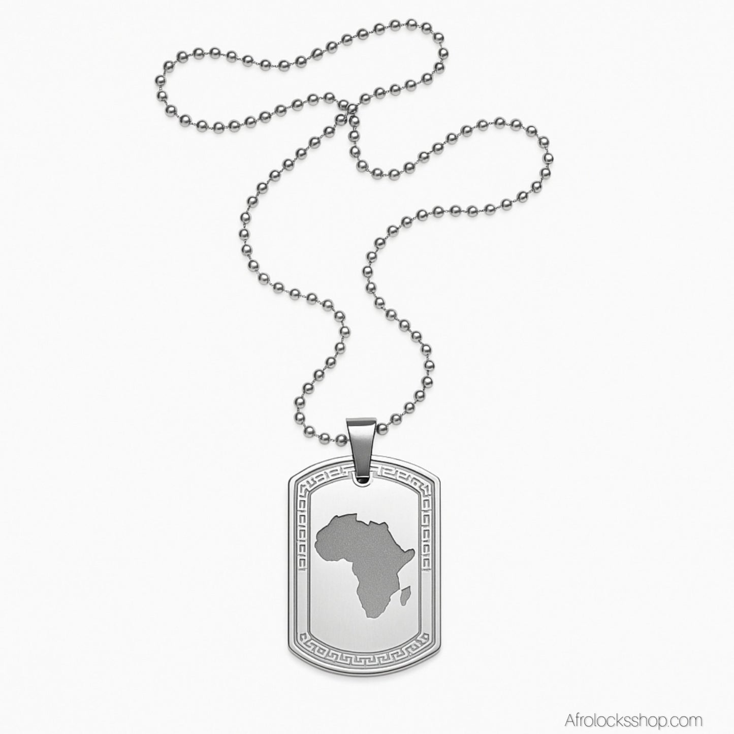 Pendentif Afrique 🌍 – plaque militaire en acier inoxydable 316L (chaîne à billes incluse)