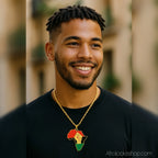 Collier_carte_Afrique_poing_leve_vert_noir_rouge - Afro Locks Shop