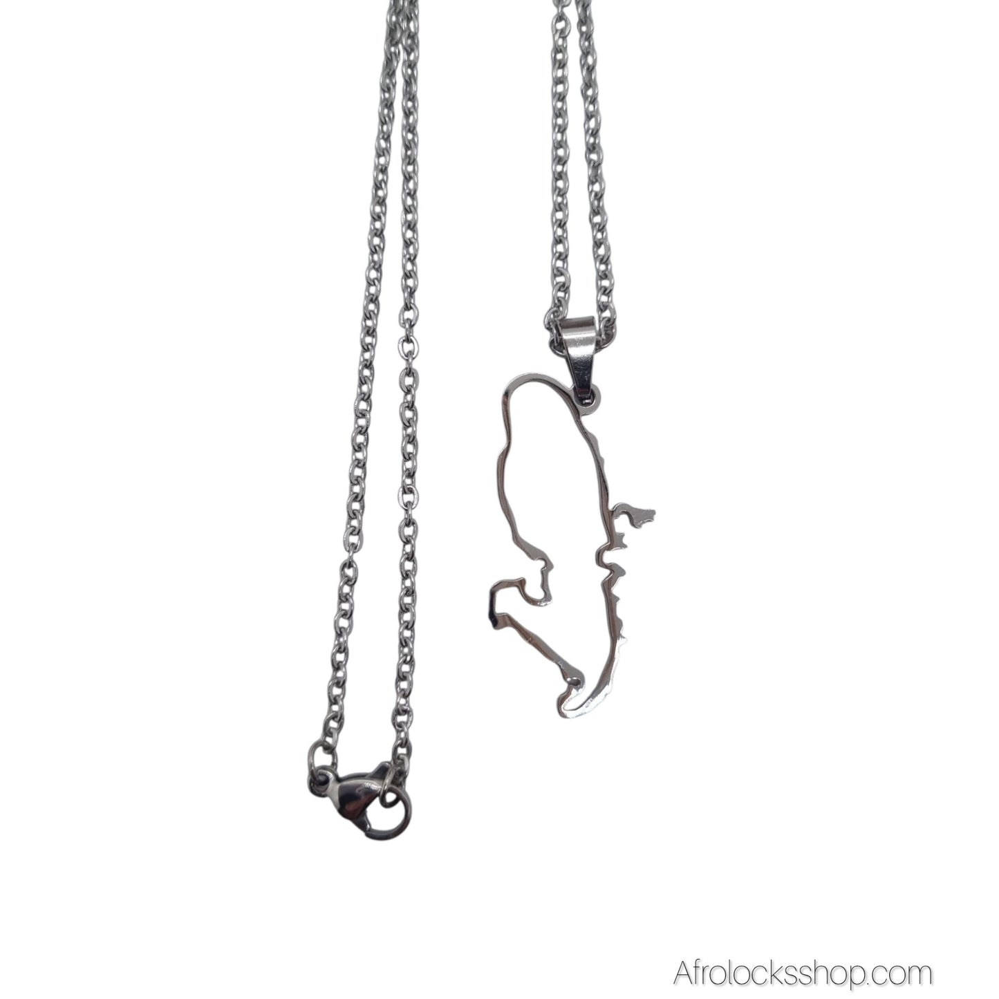 Collier carte Martinique – acier inoxydable 316L doré ou argenté– chaîne 50 cm