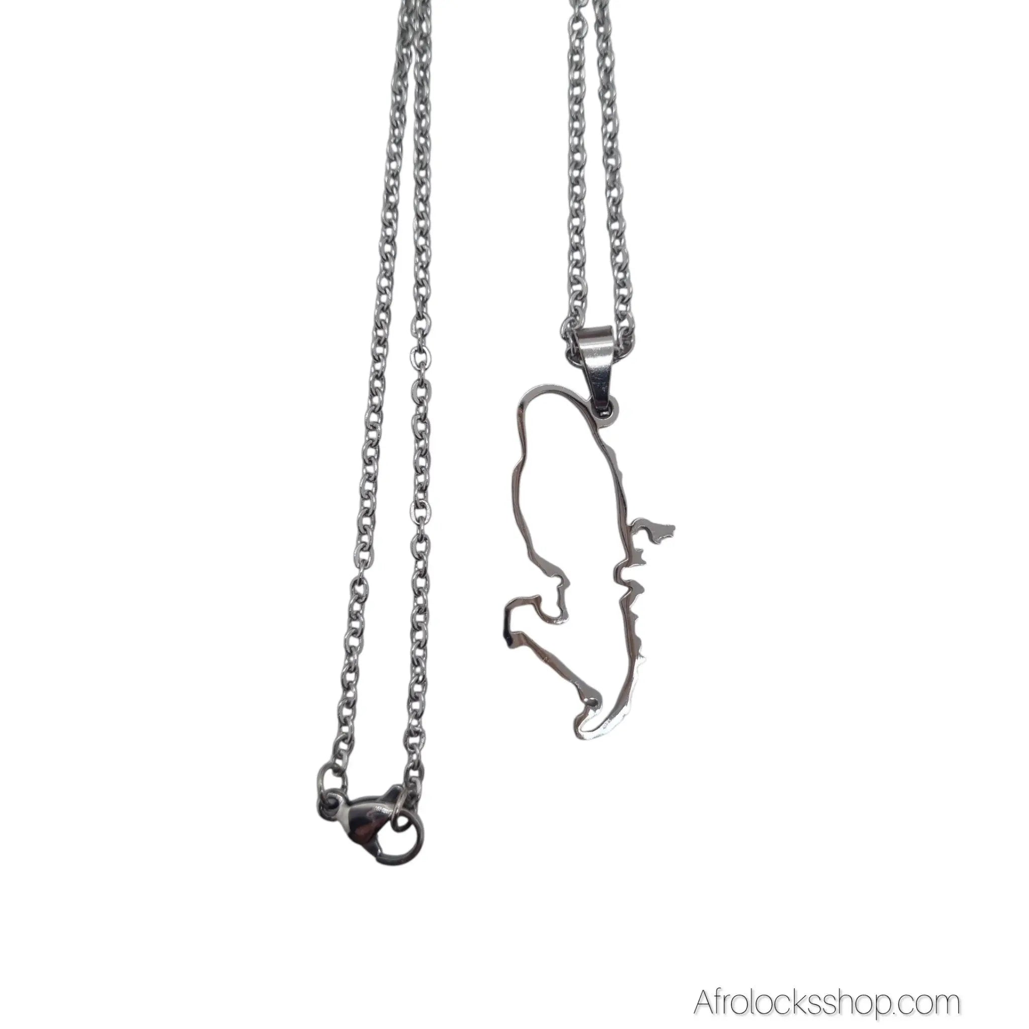Collier_carte_Martinique_acier_inox_couleur_argent - Afro Locks Shop