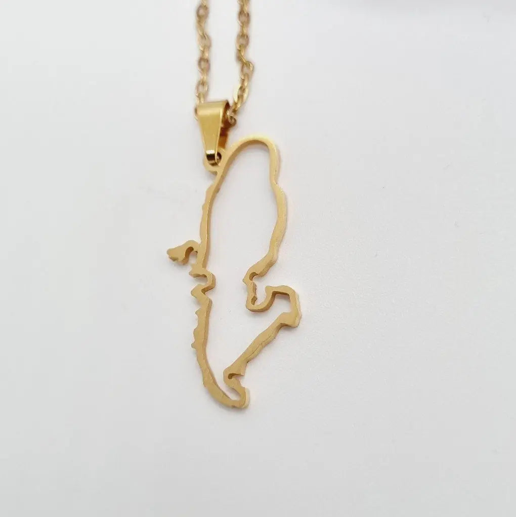 Collier_carte_Martinique_acier_inoxydable_316L_dor_cha_ne_50_cm - Afro Locks Shop