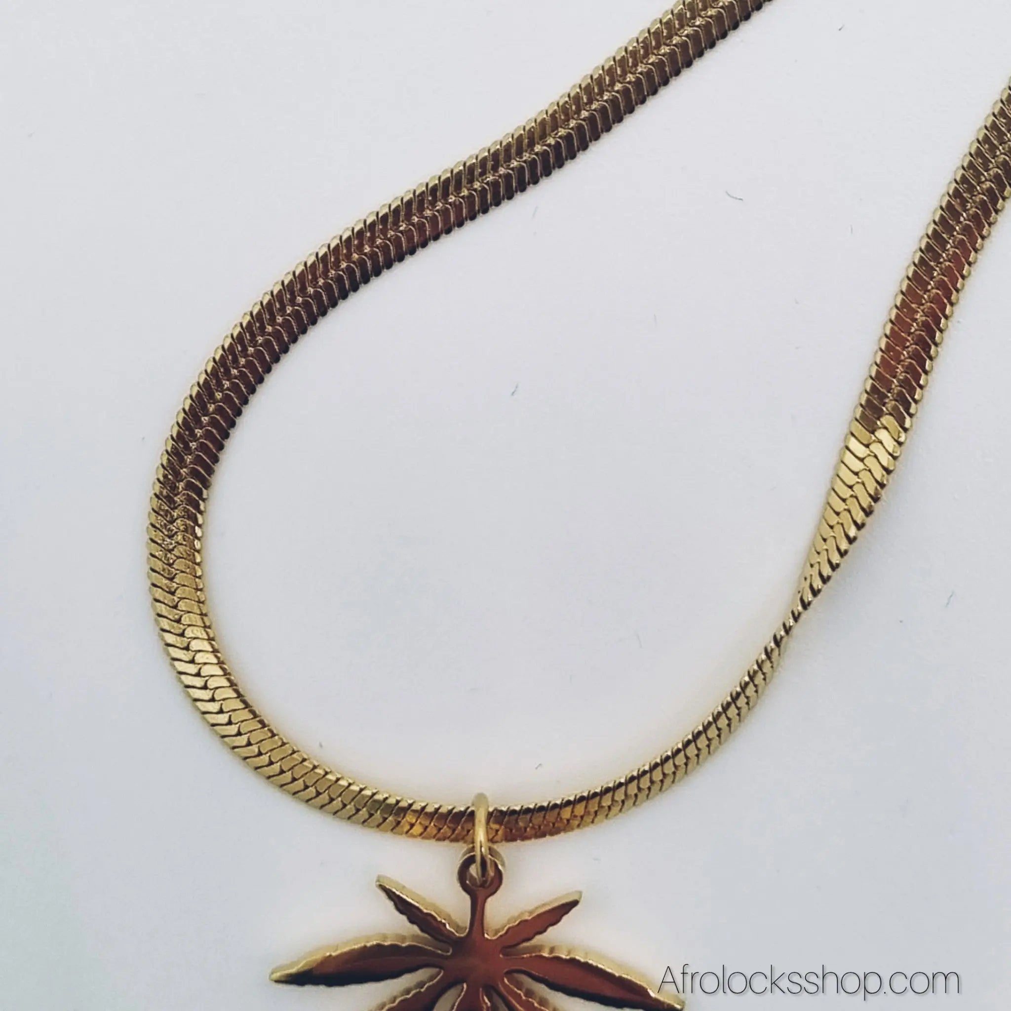 Collier_feuille_acier_inoxydable_dore_argente_4 - Afro Locks Shop