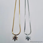 Collier_feuille_acier_inoxydable_dore_argente_7 - Afro Locks Shop