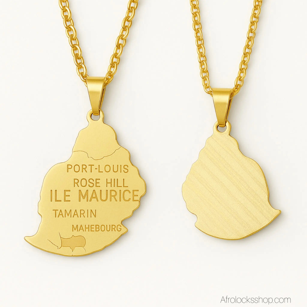 Collier_pendentif_carte_Ile_Maurice_couleur_or_3 - Afro Locks Shop