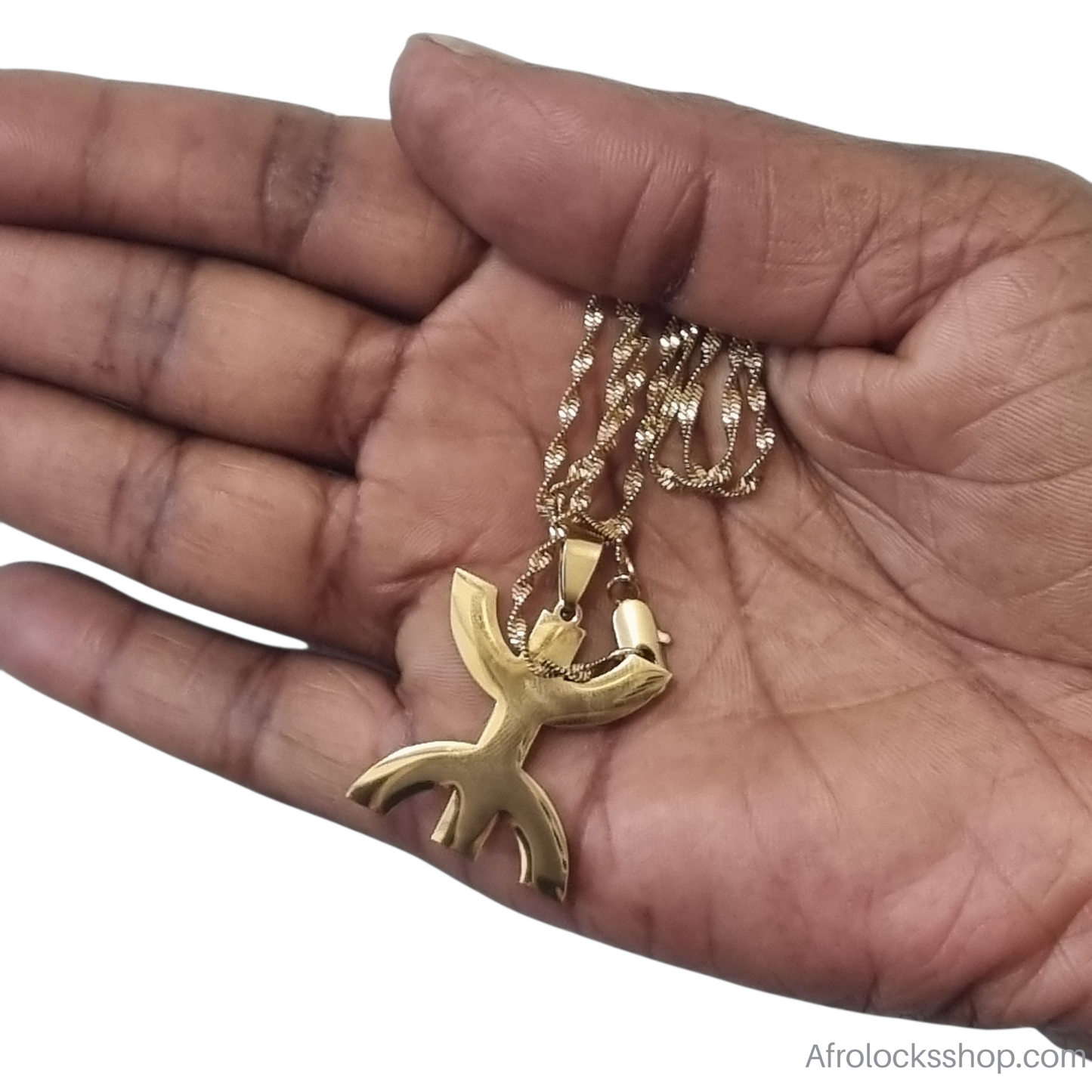 Collier Yaz – symbole Berbere de liberté – acier inoxydable doré, chaîne torsadée 50 cm