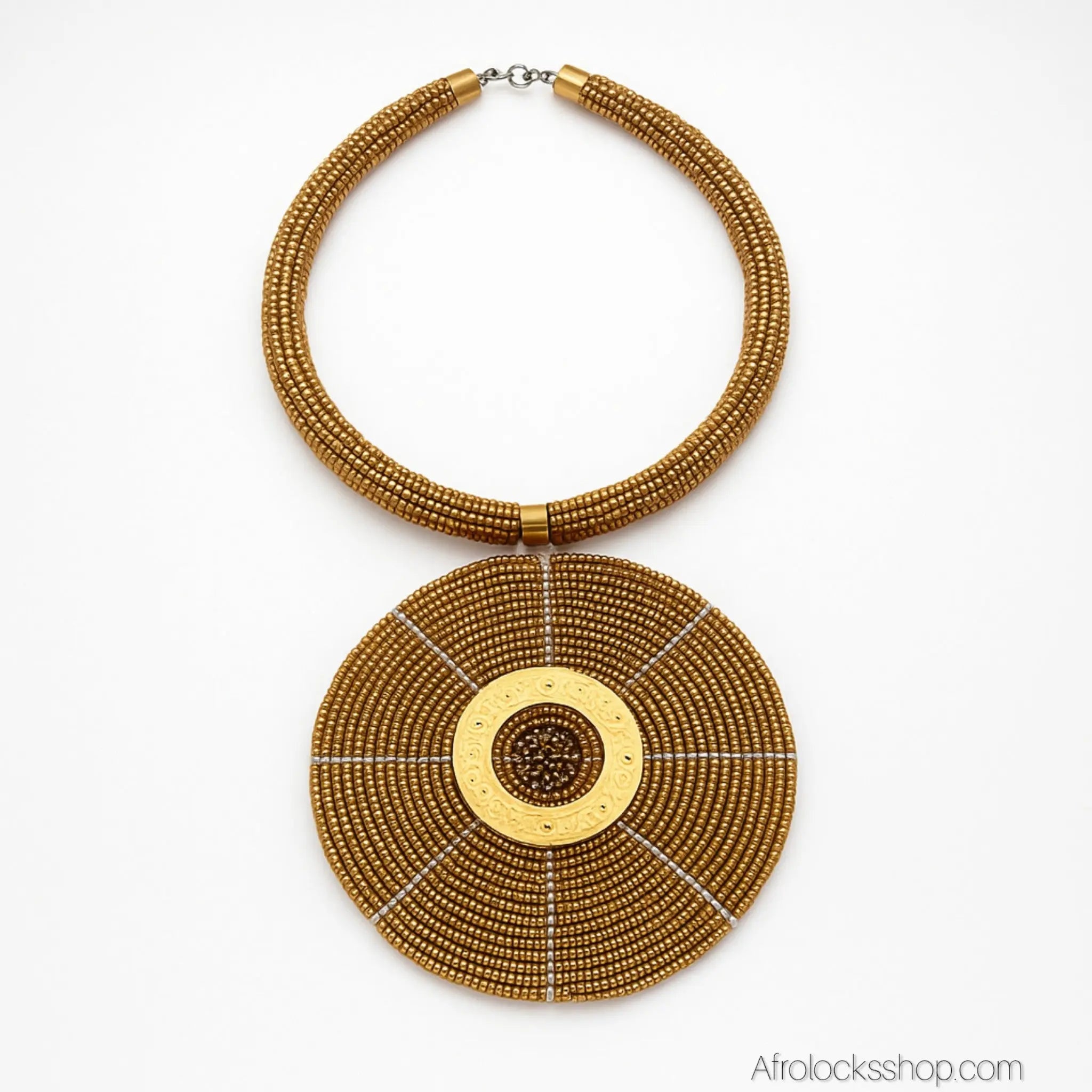 Collierafricaindisqueperlesfaitalamain3 - Afro Locks Shop