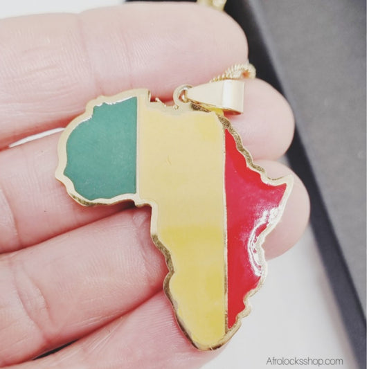 Collier Afrique rasta en acier inoxydable – pendentif 4 cm (chaîne incluse)