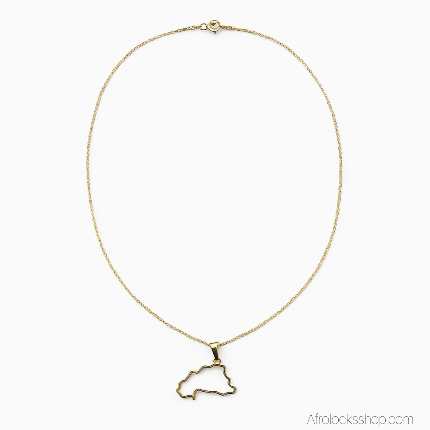 Collier doré Burkina Faso – acier inoxydable, carte du pays – bijou de fierté africaine 🌍✨
