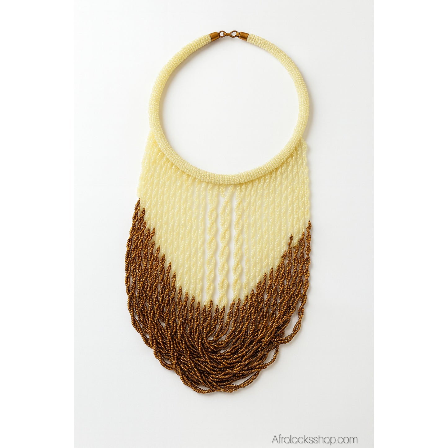 🌟 Collier plastron à franges perlées – fabrication artisanale Kenya